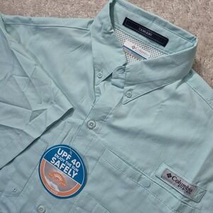 Columbia PFG Tamiami Shirt Mens Small Blue Vented Performance Fishing Outdoor